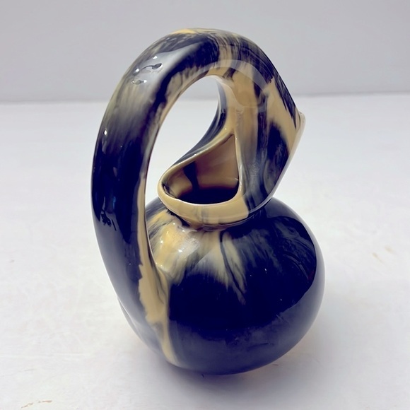 Unique Handmade Pottery Vase Swirl Glaze Verna Cape Cod Pottery - Picture 4 of 10